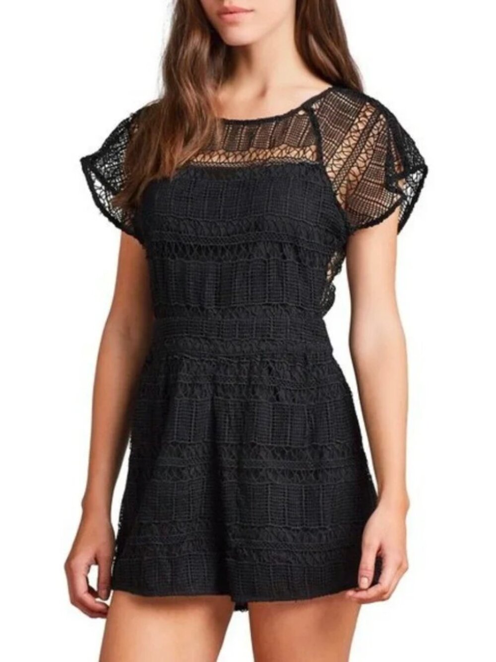 Tularosa Brynn Embroidered Eyelet Open Back Romper - Size XS